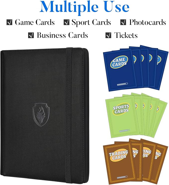 Premium 9 Pocket Card Binder for 540 Cards, Fabmaker PU Cover Trading Card - Image 3
