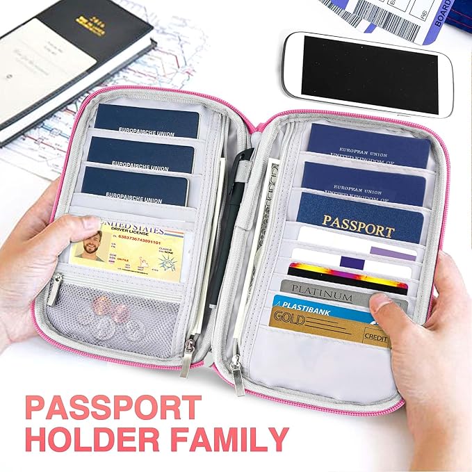 Passport Holder Family, Women Rfid Blocking Passport Wallet, Travel Essentials - Image 6