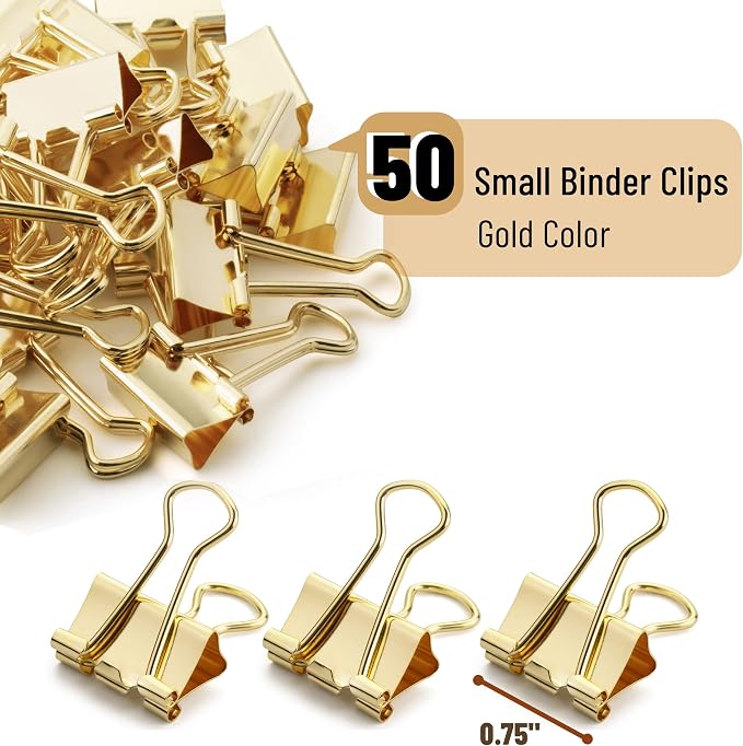 Mr. Pen- Small Binder Clips, Small Size | Gold Metal Binder Paper Clips - Image 2
