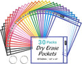 SUNEE 30 Packs Oversized Reusable Dry Erase Pocket Sleeves by SUNEE