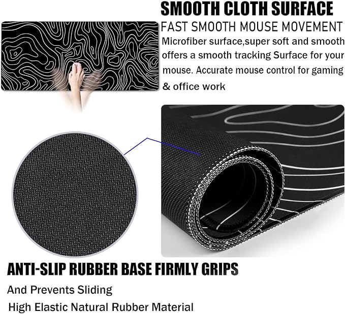 Large Mouse Pad, Big Desk Mat Large Office Desk Pad, Durable Extended Mouse Mat - Image 3
