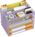 5 Tier Paper Letter Tray with 3 Drop-in Pen Holders, Mesh Desk File Organizer by OrgMate