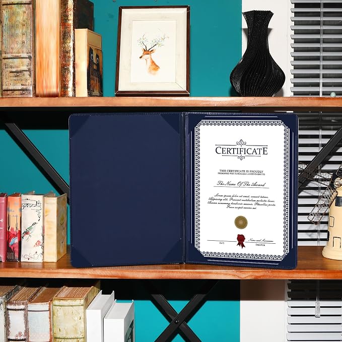 Tenare 20 Pcs Blue Leather Certificate Holder 8.5 x 11 PU Phd Bachelor Master - Image 5