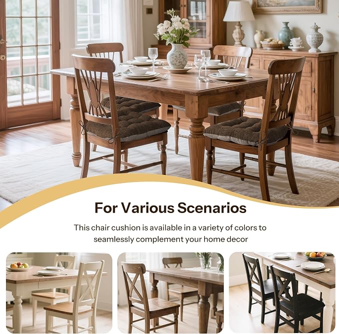Non Slip Chair Cushions for Dining Chairs Set of 4 Kitchen Chair Cushions - Image 5