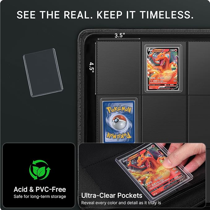Foluck 12 Pocket Top Loader Binder, Holds 480 Toploaders, Side-Loading Trading - Image 4