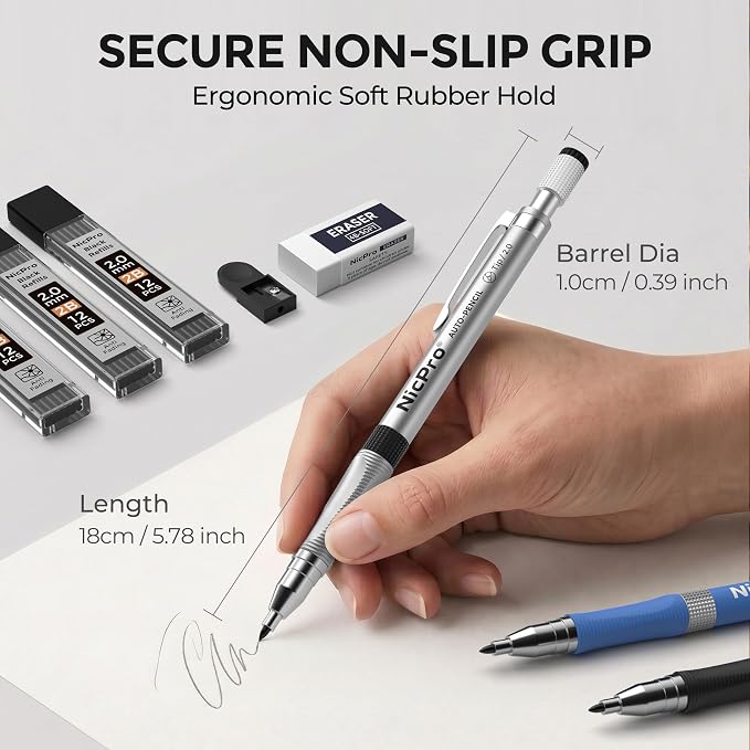 Nicpro 11 Pieces Colors 2mm Mechanical Pencil Set - Image 3