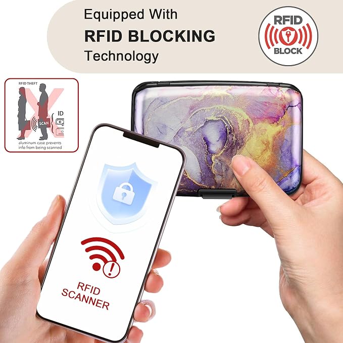 ELFISH Mini RFID Aluminum Wallet Credit Cards Holder Business Card Case Metal - Image 2