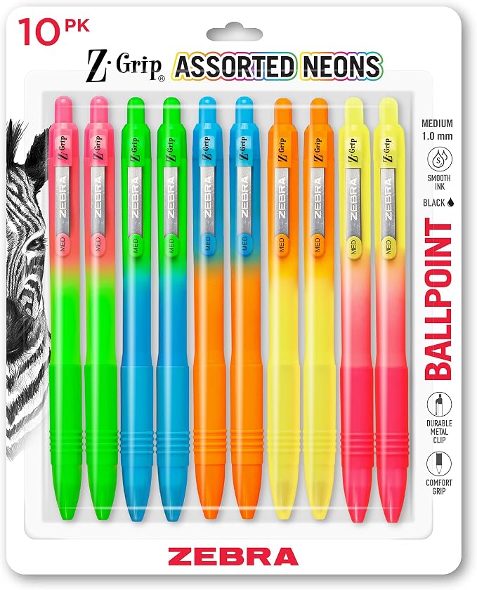 Zebra Pen Z-Grip Retractable Ballpoint Pen, Smooth-Flowing Black Ink, 1.0mm by ZebraPen
