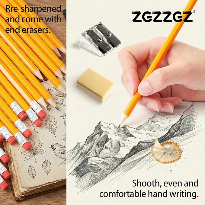 Wood-Cased #2 HB Pencils, 200 Pack Sharpened Yellow Pencils - Image 3