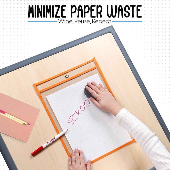 Essex Wares - 30 Pack, Dry Erase Pocket Document Protectors, Water-Resistant & - Image 3