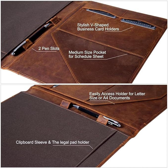 Jack&Chris Leather Portfolio, A4 Document Folder Legal Pad Padfolio, - Image 5
