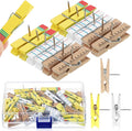 Cinnvoice 48 Pcs Push Pin with Wooden Clips Back to School Classroom Decor Cork by Cinnvoice