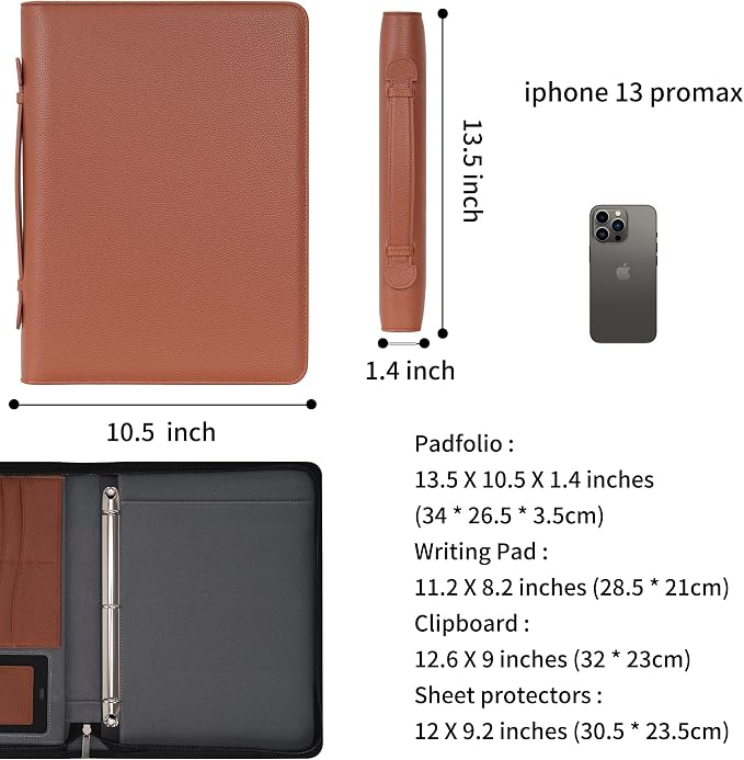 Wonderpool Travel Zippered Portfolio 3 Ring Binder A4 Padfolio Document Case - Image 3