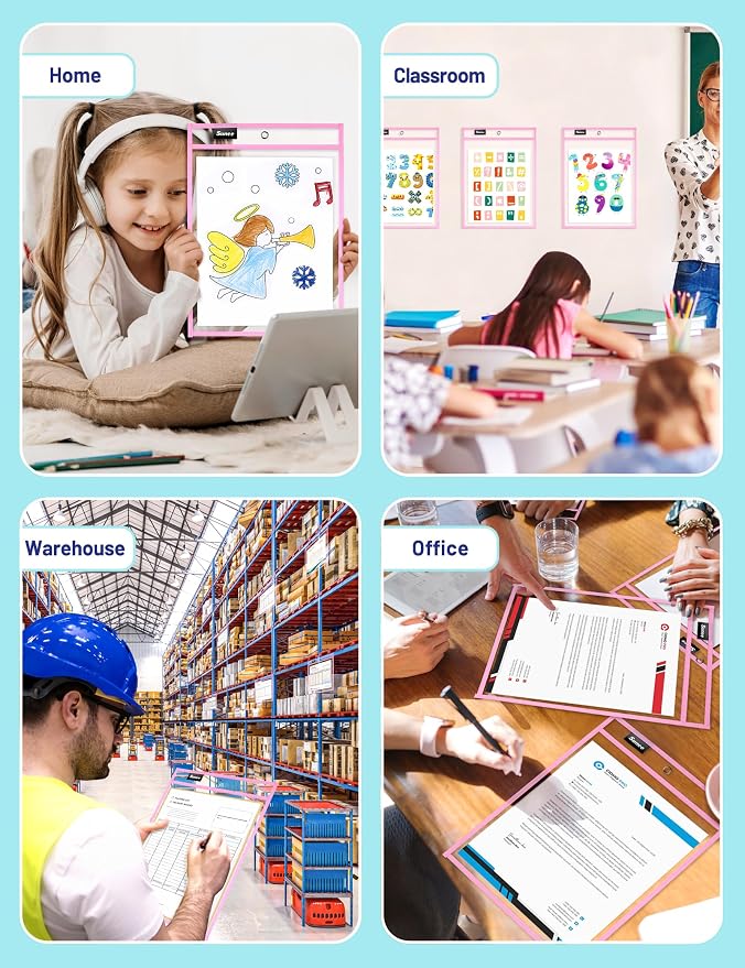SUNEE 6 Packs Oversized Reusable Dry Erase Pocket Sleeves - Image 7