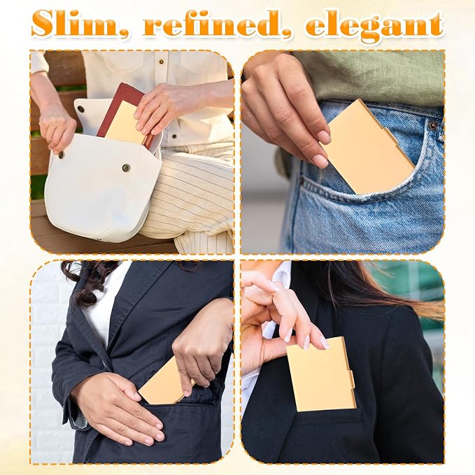 2 Pack Metal Business Card Holder Case, Aluminum Alloy Business Name Card - Image 5