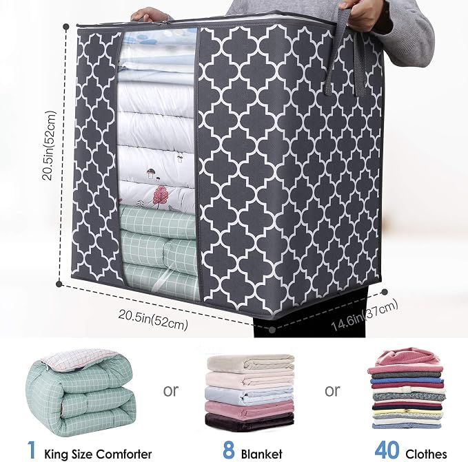 WISELIFE Storage Bags 3 Pack/100L Large Blanket Clothes Organization and - Image 2