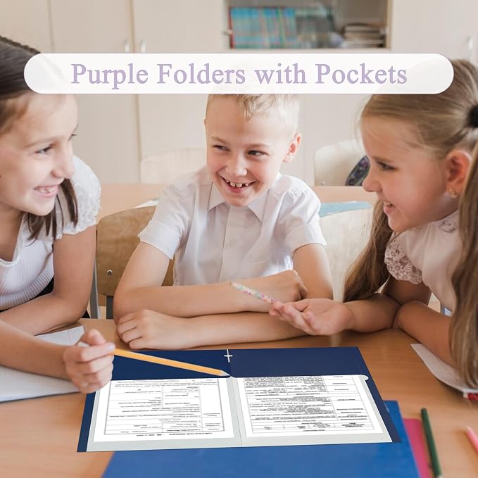 Zzrywuty File folders with Pockets, 100 Pack Paper Folders with Card Slot - Image 7