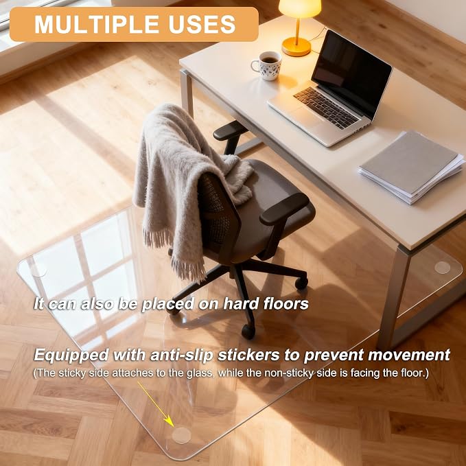Azadx Tempered Glass Chair Mat for Carpet 36" x 48" Heavy Duty Office Chair Mat - Image 2