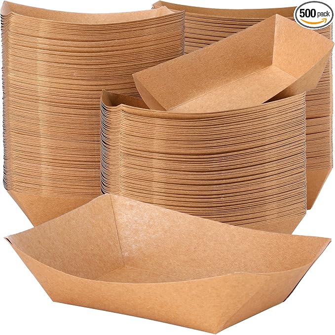 Sherr 500 Pcs 5 lb Kraft Paper Food Trays Boats Bulk, Disposable Nacho Kraft by Sherr