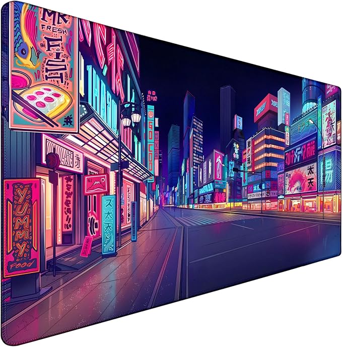 Japanese City Big Desk Mat Large Office Desk Pad, Durable Extended Mouse Mat by CustomerFirstServiceFirst