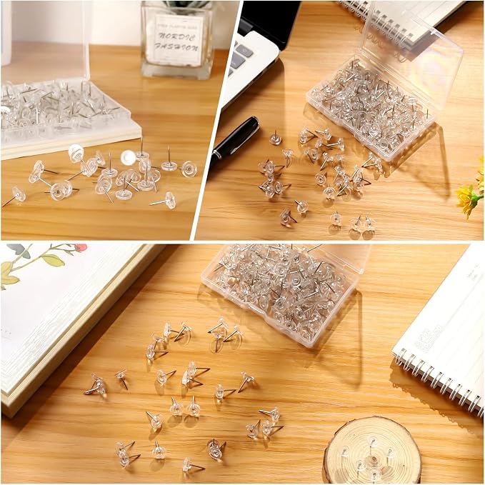 150 PCS Push Pins, Standard Plastic Head Steel Point Clear Thumb Tacks - Image 6