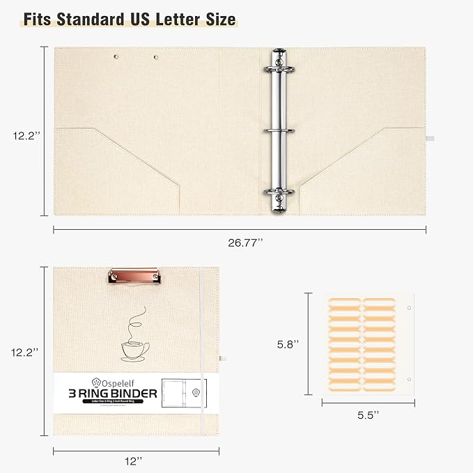 Ospelelf 2 Inch 3 Ring Binder, 5 Tab Dividers - Image 6