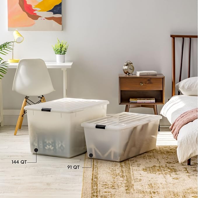 IRIS USA 144 Qt Stackable Plastic Storage Bins - Image 3