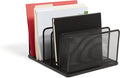 TRU RED Wire Mesh File Organizer, 5‑Compartment, Matte Black – Vertical Desktop by TRURED