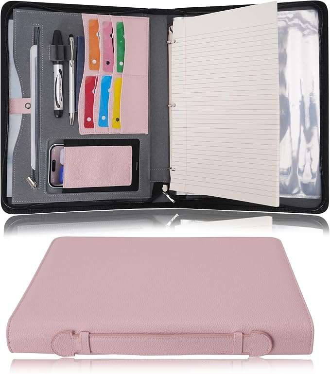 Wonderpool Travel Zippered Portfolio 3 Ring Binder A4 Padfolio Document Case by Wonderpool