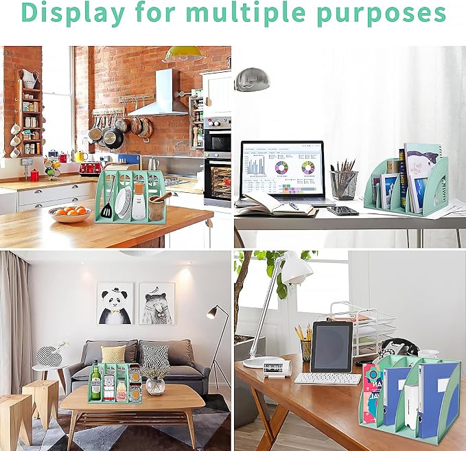 SAYEEC Sturdy Magazine Holder 4 Compartments Plastic Desktop File Organizer - Image 4