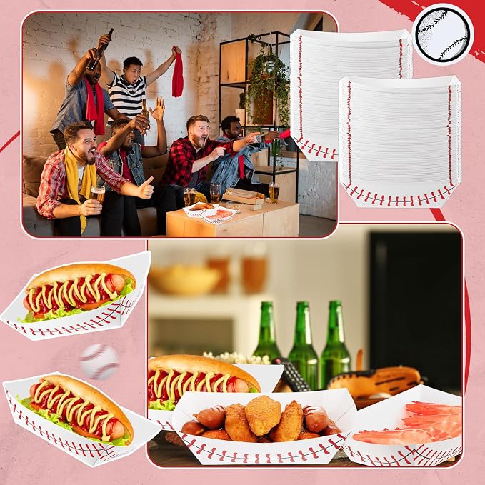 Roshtia 100 Pack Baseball Party Supplies Paper Food Trays Disposable Serving - Image 4
