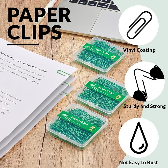 NEEWAY Small Paper Clips, 1.1 Inch Vinly Coated Colored Paperclips, 3 Pack of - Image 4