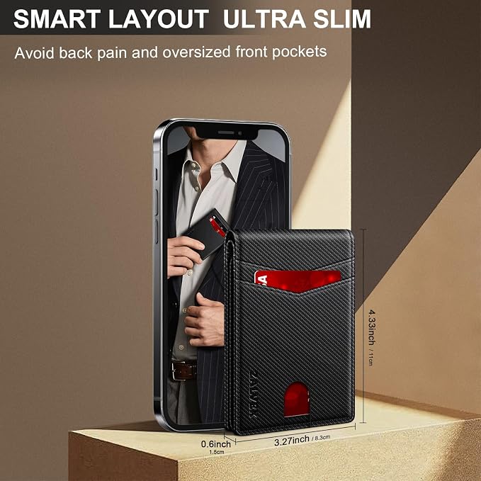 Wallet for Men Slim RFID Blocking Leather Credit Card Holder Wallet for 14 Cards - Image 5