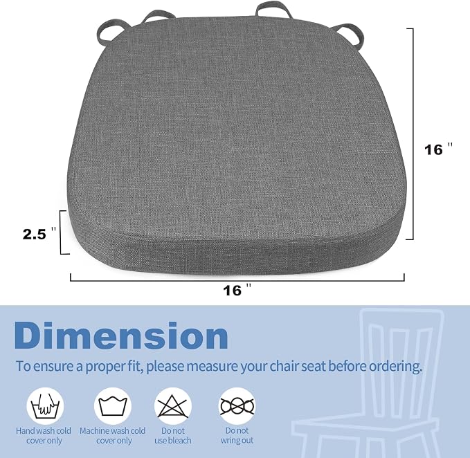 BUYUE Thickened 2.5" Dining Chair Cushions Set of 4, U-Shape High Density Foam - Image 3