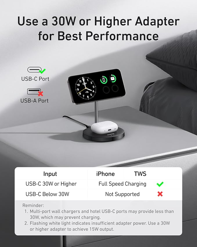 Anker MagGo 2-in-1 MagSafe Compatible Qi2 15W Wireless Charging Stand | Qi2 - Image 3