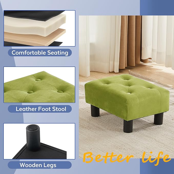 Small Foot Stool Ottoman, Velvet Footstool Ottoman Foot Rest - Image 6