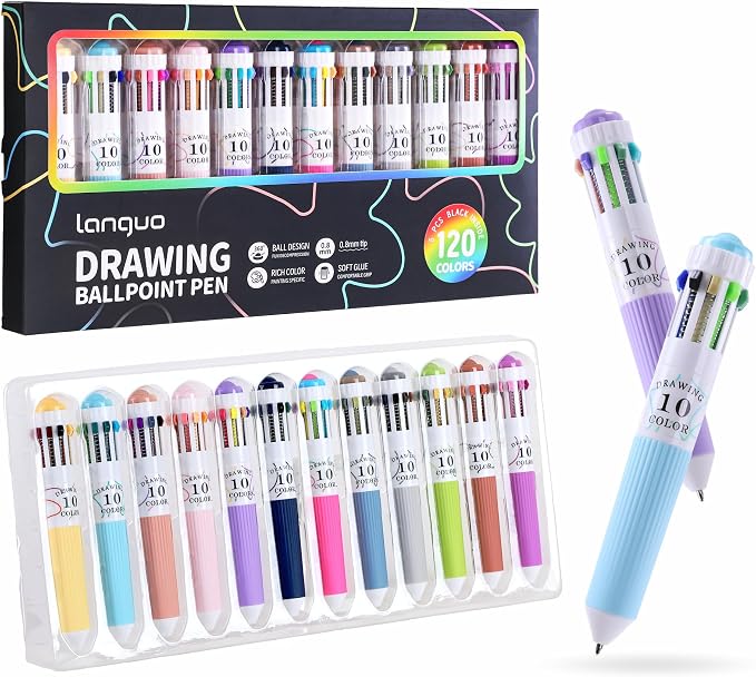 languo 120 Colors Multicolor Pen, 0.8mm Tip Retractable Colored Pens by languo
