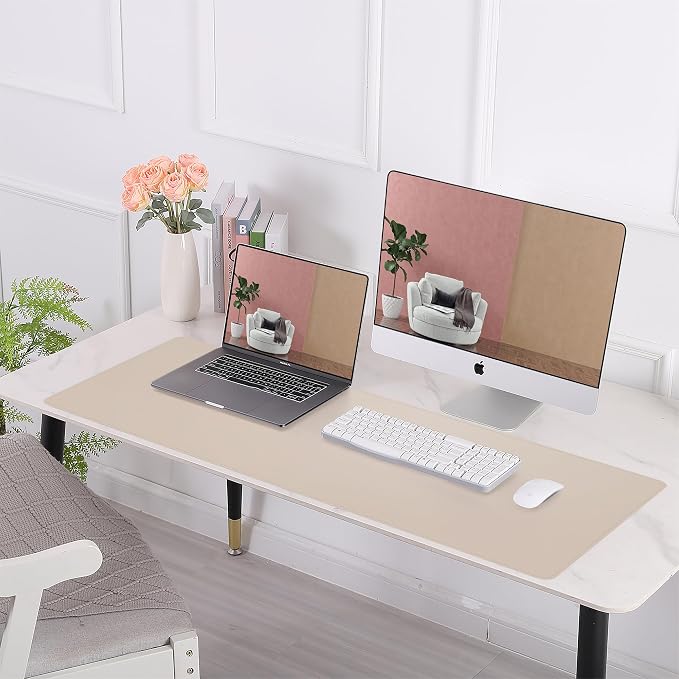 AFIING Leather Desk Mat, 31.5" x 17", Desk pad Protector | Dual-Sided Cork & PU - Image 7