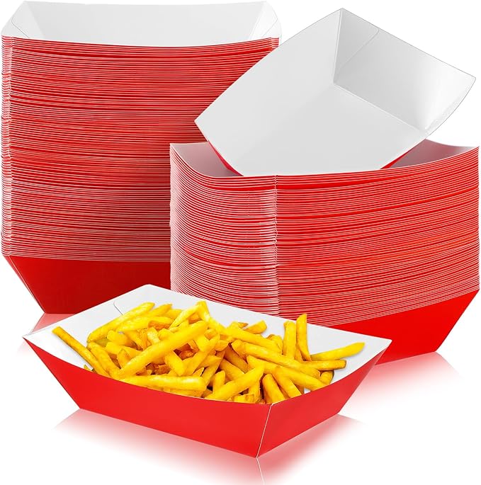 Yinkin 100 Pcs 2lb Paper Food Trays Boat 2lb Disposable Nacho Trays Kraft Paper by Yinkin
