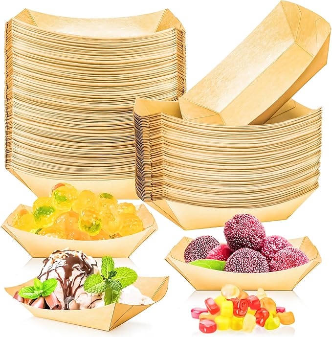 100 Pack 1/4Lb Paper Food Boat Trays Disposable Small Paper Boats Plates by MotBach