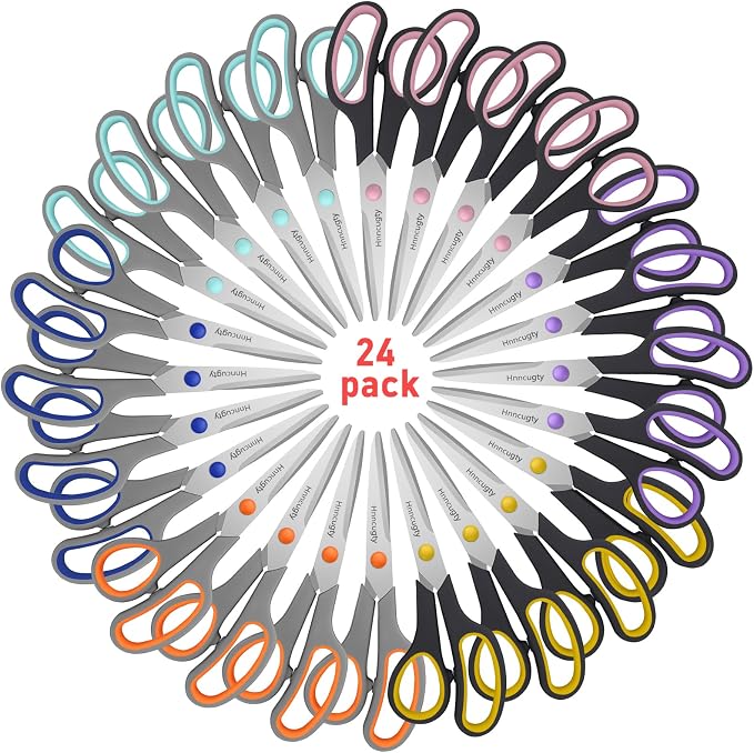 Scissors for Office School Supplies, Hnncugty 8" Scissors All Purpose Bulk Set - Image 8