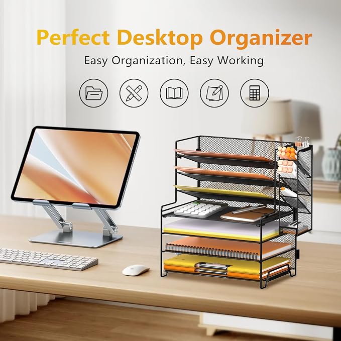 SUPEASY 7 Tier Desk Organizer, Desk File Organizer - Image 5