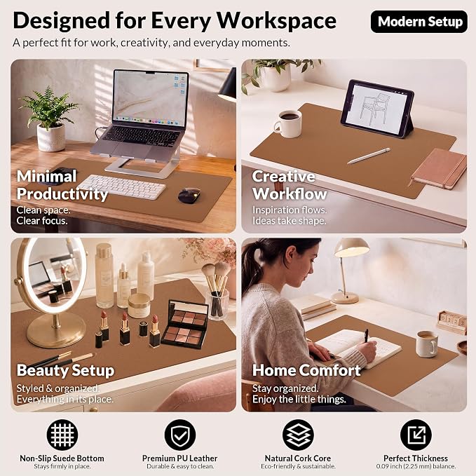 AFIING Leather Desk Mat 35.4" x 17", Large Mouse Pad, Non-Slip & Waterproof - Image 5