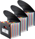 3 Pack Expanding File Folder, 24 Pocket Accordian File Organizer A4 Letter Size by MAIMIS