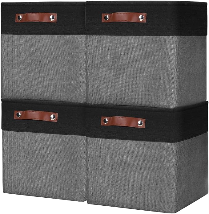 Bagnizer Collapsible Fabric Storage Cubes 11x11 Cube Storage Bins, 4 Pack by Bagnizer