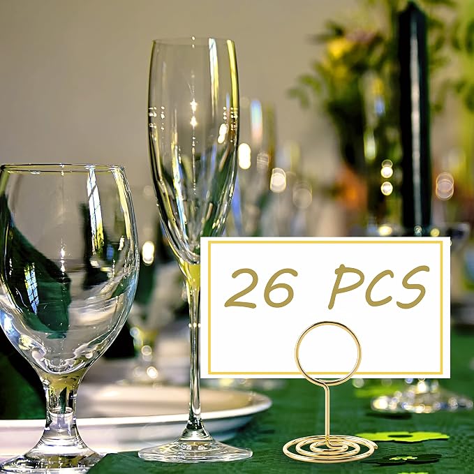 Hoewina 26Pcs Table Number Holders, Place Card Holder, Wire Picture Holder - Image 3