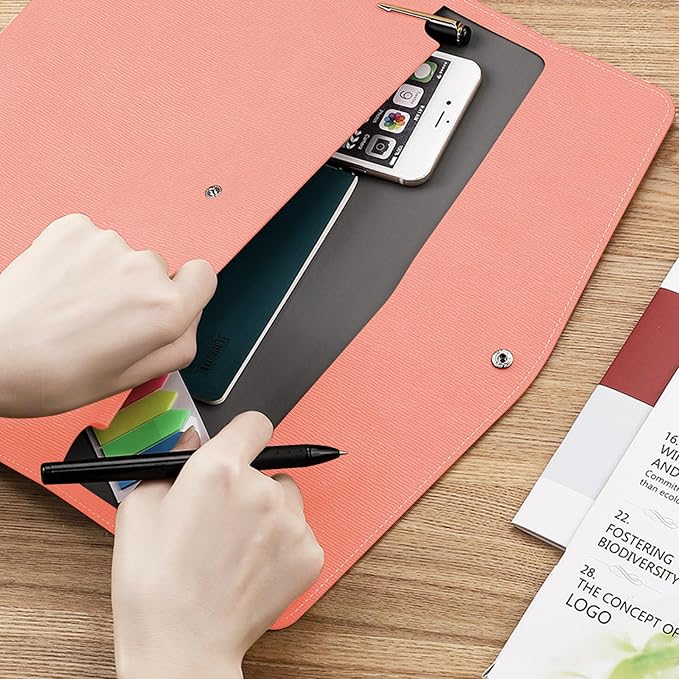 VANRA 1 Piece PU Leather Envelope File Folders A4 Paper Document Filing - Image 4