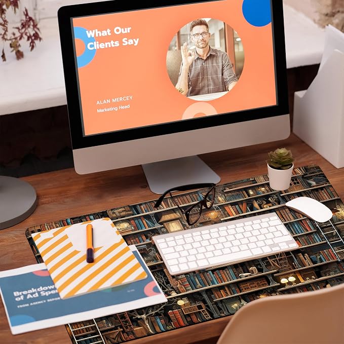 Desk Pad, Fantasy Shelves Desk Mat, Shelves Full of Books Large Gaming Mouse Pad - Image 5