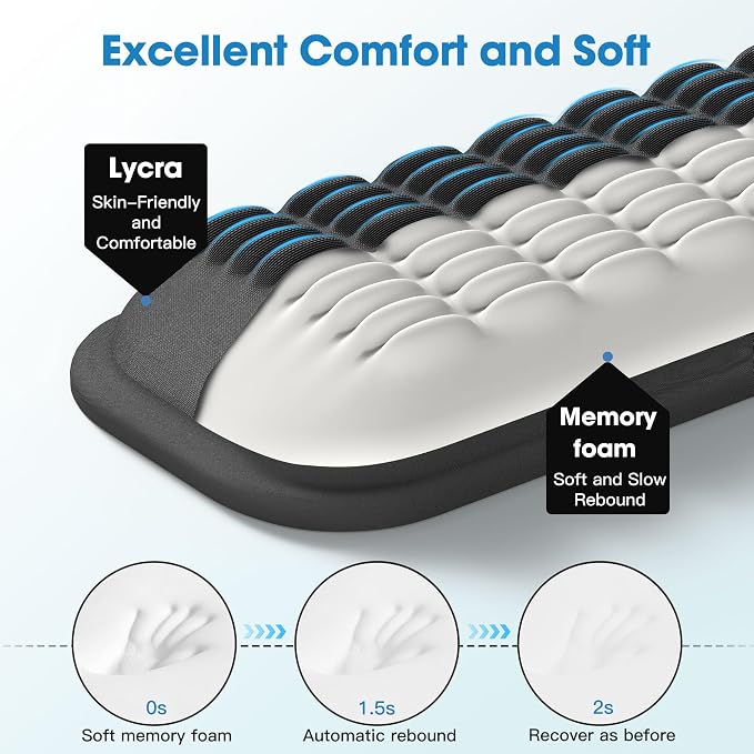 MEKASS Ergonomic Wrist Rest for Keyboard and Mouse, Soft Memory Foam Keyboard - Image 3