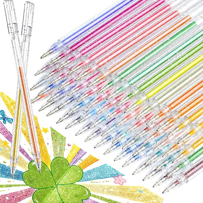 Colored Glitter Gel Pens, 60 Colors Sparkle Metallic Gel Ink Pens, Coloring Pen by Unknown